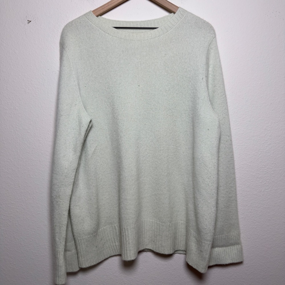 The Row Women Druna Wool Cashmere Sweater M Mint Green Crewneck Ribbed Luxury